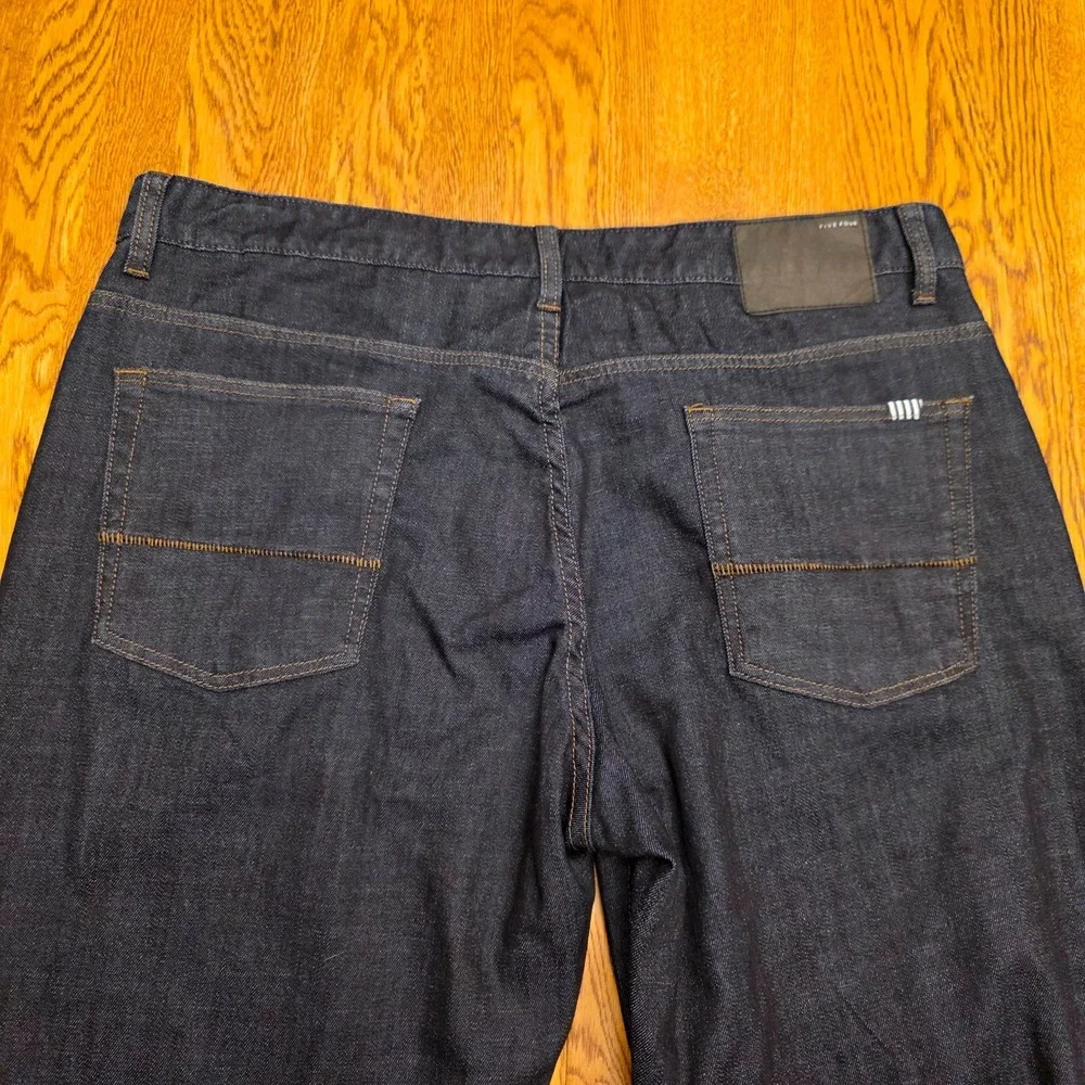 Mens 38x34 Jeans Straight‎ Leg Dark Wash Flat Front Dress Work Five Four